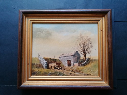 Vintage oil painting cart - painting,,